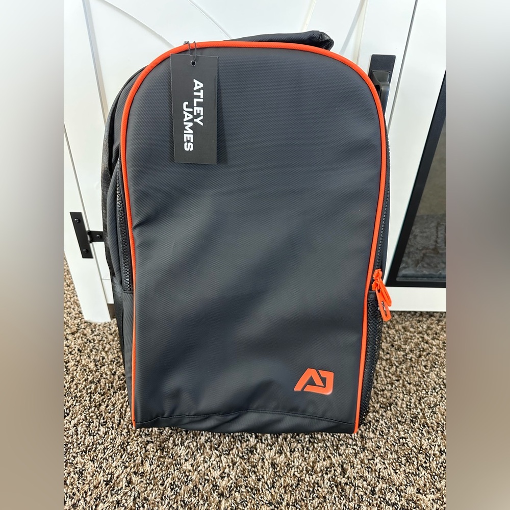 Atley James Black and Orange Men's Backpack